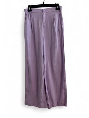 Open Edit Size S Linen Blend Wide Leg Women's Pants Lavender Comfy Luxury Feel
